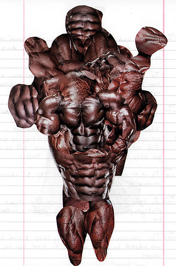 Bodybuilder bursting with coffee bean muscles.