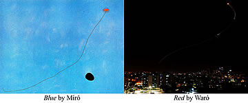 Blue by Miro versus Red by Waro.