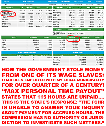How the government stole 115 hours from one of its wage slaves.