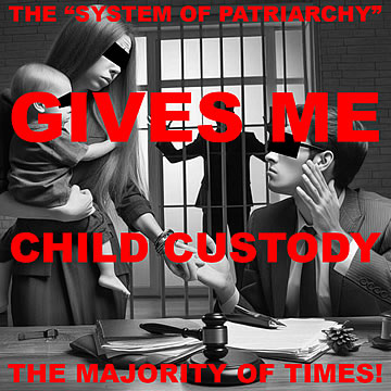 “The system of patriarchy” gives me child custody the majority of times!