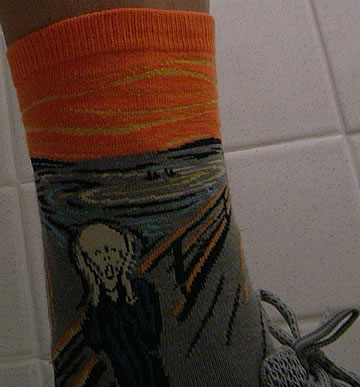 I wore Edvard Munch's The Scream socks during my harassment with the questions and during the indoctrination ceremony.