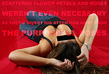 Scattered flower petals and roses weren't even necessary, as they'd divert his attention from the purposeful poses.